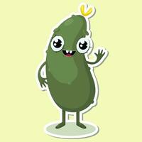 Vector illustration of cucumber character sticker