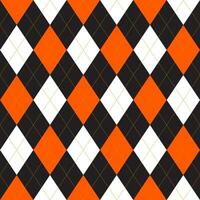 Seamless black orange and white argyle pattern with lines ,diamond shapes background. plaid vector illustration.