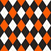 Seamless black orange and white argyle pattern with lines ,diamond shapes background. plaid vector illustration.