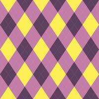 Argyle seamless pattern,purple tone and yellow background. geometric pattern for clothing, wrapping paper, Vector illustration.