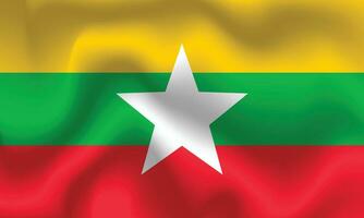 Flat Illustration of Myanmar flag. Myanmar flag design. Myanmar wave flag. vector