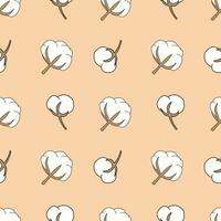 Cotton plant seamless vector pattern.