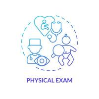 Physical exam blue gradient concept icon. Clinic appointment. Baby doctor. Medical check up. Doctor visit. Newborn care abstract idea thin line illustration. Isolated outline drawing vector