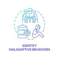 2d degradado identificar inadaptado comportamientos azul Delgado línea icono concepto, aislado vector, ilustración representando conductual terapia. vector