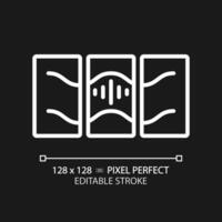 2D pixel perfect editable soundproof layers white icon, isolated vector, soundproofing thin line illustration. vector