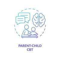 2D gradient parent child CBT blue thin line icon concept, isolated vector, illustration representing behavioral therapy. vector