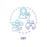 2D gradient DBT blue thin line icon concept, isolated vector, illustration representing behavioral therapy. vector