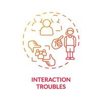 2D gradient interaction troubles red thin line icon concept, isolated vector, illustration representing behavioral therapy. vector