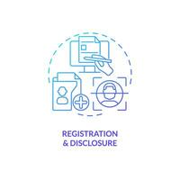 Gradient registration and disclosure icon concept, isolated vector, lobbying government thin line illustration. vector