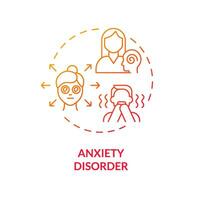 2D gradient anxiety disorder red thin line icon concept, isolated vector, illustration representing behavioral therapy. vector