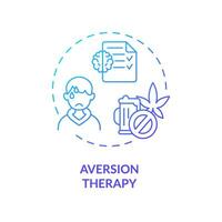 2D gradient aversion therapy blue thin line icon concept, isolated vector, illustration representing behavioral therapy. vector