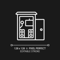 2D pixel perfect editable soundproof music studio white icon, isolated vector, soundproofing thin line illustration. vector