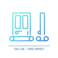 2D pixel perfect gradient door seal gradient icon, isolated vector, soundproofing blue thin line illustration. vector