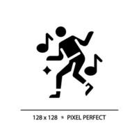 2d píxel Perfecto silueta glifo estilo danza icono, aislado vector, ilustración, sólido pictograma. vector