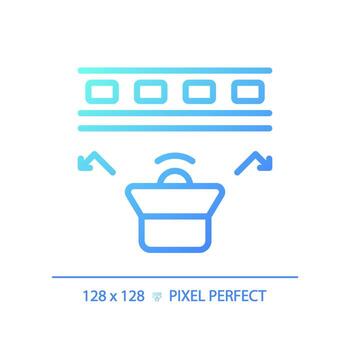 2D pixel perfect gradient resilient sound channel gradient icon, isolated vector, soundproofing blue thin line illustration. vector