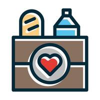 Food Donation Vector Thick Line Filled Dark Colors Icons For Personal And Commercial Use.