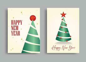 Set of Happy New Year getting the card. Elegant simple style on a bright background. Vector illustration.