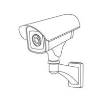 Security camera. CCTV surveillance system. Monitoring, guard equipment, burglary or robbery prevention. Vector illustration isolated on white background. Editable stroke.