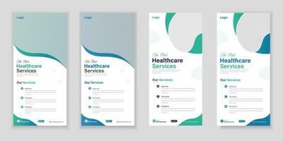 Bundle Medical Roll-Up Or Dl Flyer And Rack Card Design Template For Your Business vector