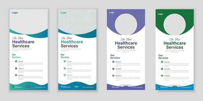 Bundle Medical Roll-Up Or Dl Flyer And Rack Card Design Template For Your Business vector