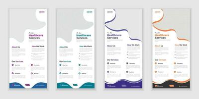 Bundle Medical Roll-Up Or Dl Flyer And Rack Card Design Template For Your Business vector