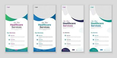 Bundle Medical Roll-Up Or Dl Flyer And Rack Card Design Template For Your Business vector