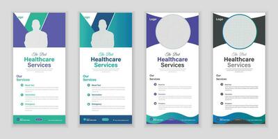 Bundle Medical Roll-Up Or Dl Flyer And Rack Card Design Template For Your Business vector