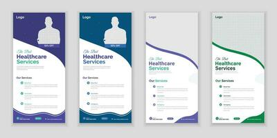 Bundle Medical Roll-Up Or Dl Flyer And Rack Card Design Template For Your Business vector