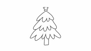 Christmas tree line. Video flat cartoon animation design element. alpha channel transparency