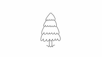 Set of Christmas tree line. Video flat cartoon animation design element. alpha channel transparency