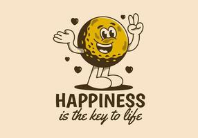 Happiness is the key to life. Mascot character illustration of golf ball with happy face vector