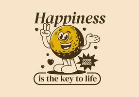 Happiness is the key to life. Mascot character illustration of golf ball with happy face vector