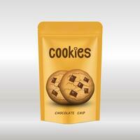 Paper packaging for cookie on white background with shadow. Vector illustration EPS 10.