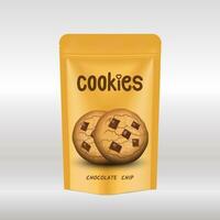 Paper packaging for cookie on white background with shadow. Vector illustration EPS 10.