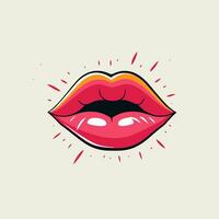 Beauty school filled outline pink logo. Lip care. Make up. Woman lips. Design element. Created with artificial intelligence. Sensual ai art for corporate branding, cosmetic store, beautician vector