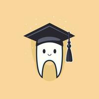 Dental education filled outline colorful logo. Gum disease. Smiling molar in graduation cap. Design element. Created with artificial intelligence. Ai art for corporate branding, training center vector