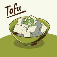 tofu verde cuenco ilustración vector