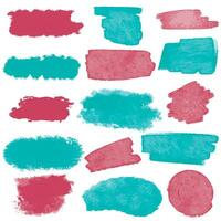 Set watercolor stains green and red color vector