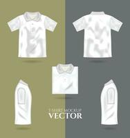 camiseta 3d realista burlarse de arriba, masculino blanco camiseta vector modelo frente espalda vista. blanco vestir diseño para hombres, ropa de deporte, casual ropa