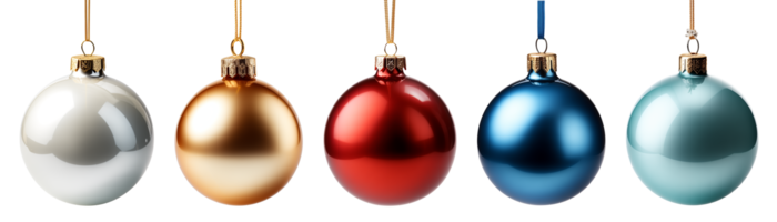 Set of a Variety of Blank Plain Christmas Tree Ornaments Isolated. Generative AI. Transparent PNG. png