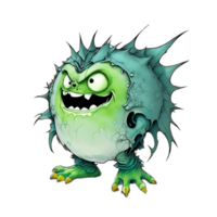 schattig monster tekenfilm PNG transparant achtergrond ai generatief