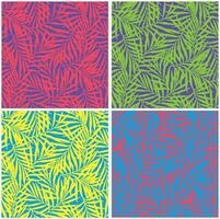 Set of Seamless Colorful Leaves Patterns in Duotone Style vector