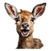 Deer looks surprised with big eyes . AI Generated png