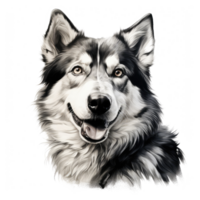 siberian husky surprised with big eyes . AI Generated png