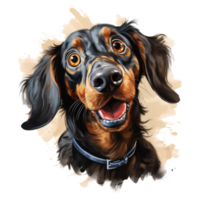 Dachshund dog looks surprised with big eyes . AI Generated png