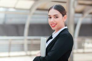 business woman using notebook photo