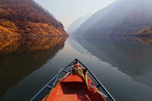 Kaeng Kor is big lake which surrounded by mountains photo