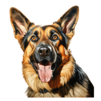 German Shepherd dog looks surprised with big eyes . AI Generated png