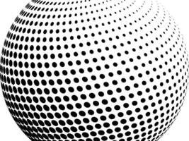 Vector Sphere Globe Dotted Halftone Pattern Transparent Background 3D Shape