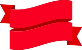 Red Ribbon Vector Banner Template with Transparent Background